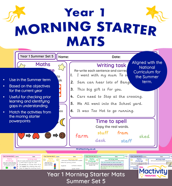Year 1 Morning Starter Mats Summer Term Set 5