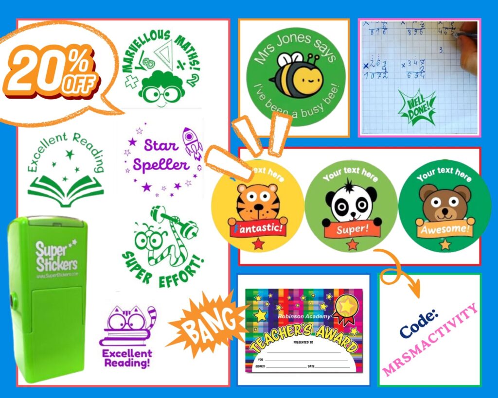 Primary teaching resources collaboration between Mrs Mactivity and SuperStickers