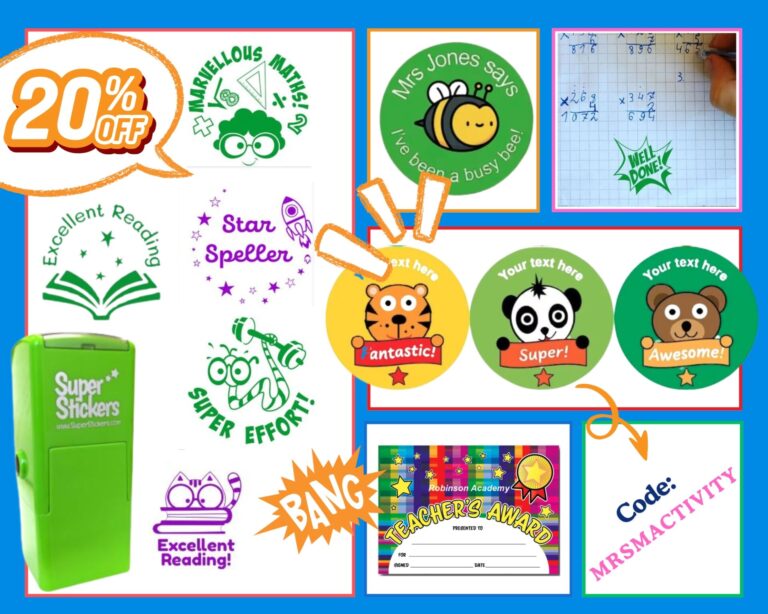 Primary teaching resources collaboration between Mrs Mactivity and SuperStickers