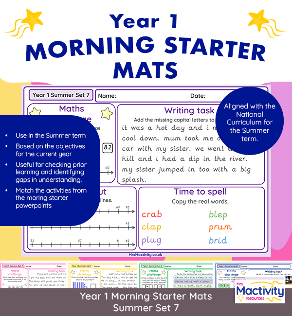 Year 1 Morning Starter Mats: Summer Term Set 7