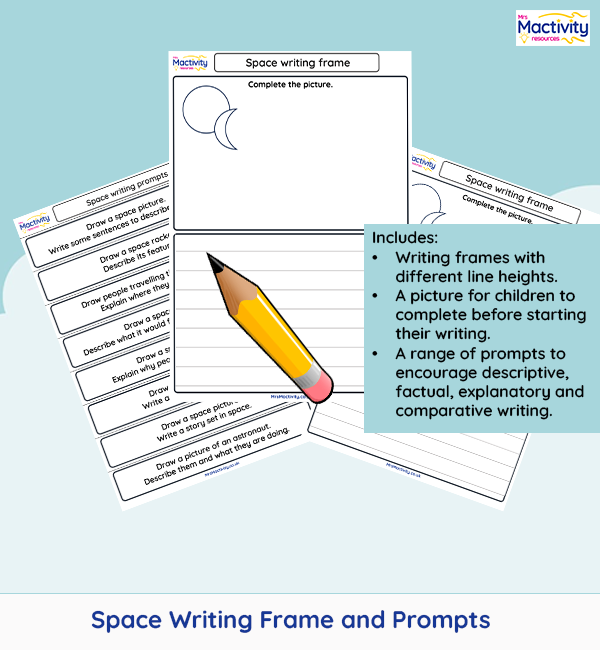 Space writing frame and prompts for EYFS and KS1